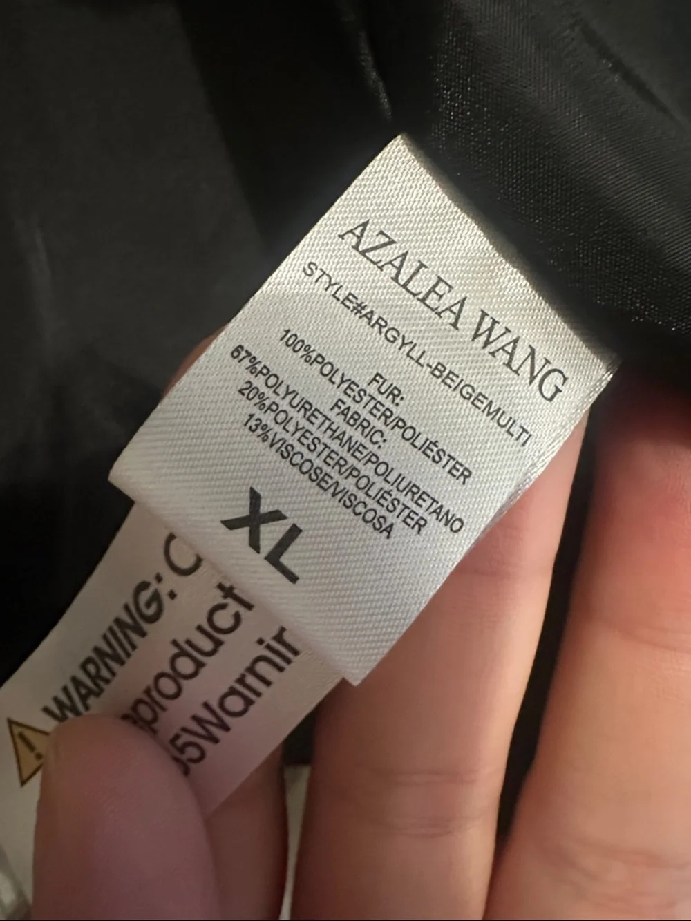 Azalea Wang Striped Faux Fur Cropped Jacket - Black White & Beige XL - Picture 3 of 4
